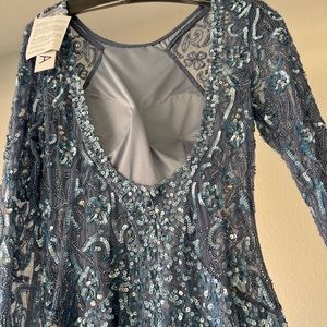 Mini lace and sequin low back dress